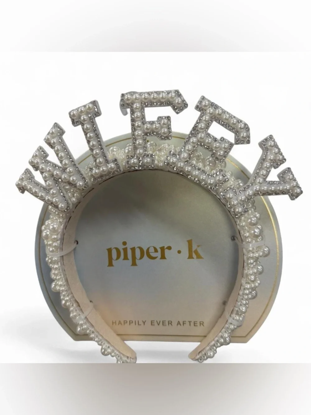 Piper K Bride WIFEY Pearl Headband Bachelorette Bridal Shower Hairband
